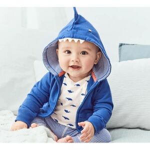 Baby Boys 3-Pc. Cotton Shark Hoodie, Bodysuit & Pants Set